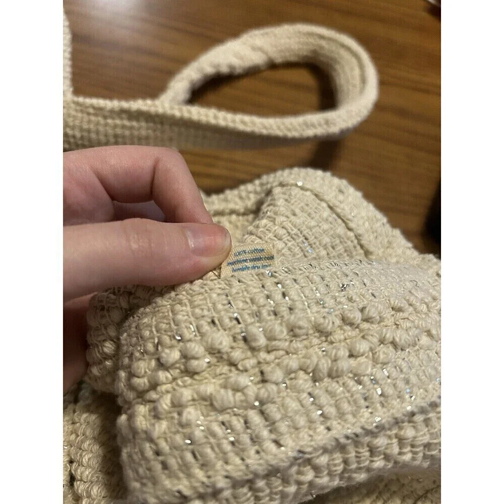 NWT Anthropologie Raj Cotton Woven Carpet Large Tote Shopping Bag Cream